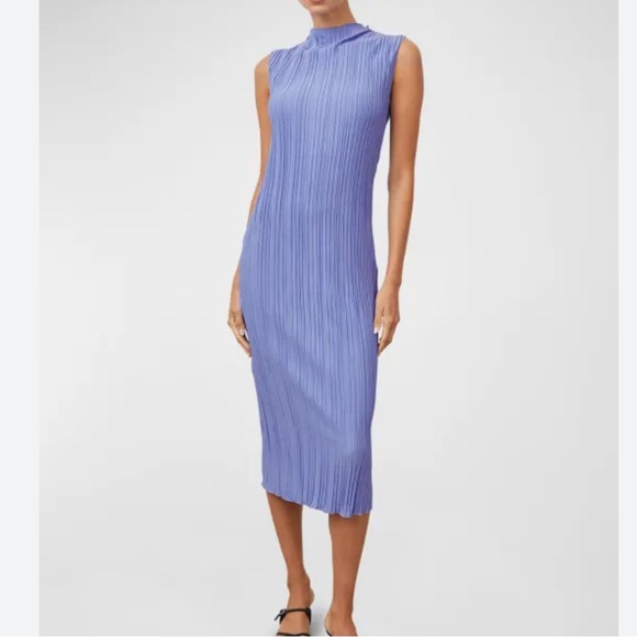 Rails Women Wakely Plisse Midi Dress SZ L Mock Neck Pullover Sleeveless In Jewel - Picture 1 of 12